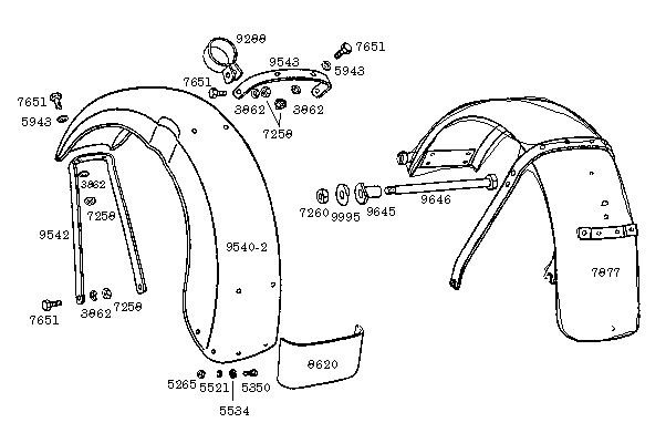 9540-2 Front fender 50 model with sides